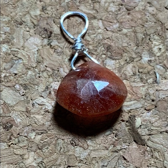 Golden brown Sunstone Briolette hand wired.SS - Picture 3 of 5